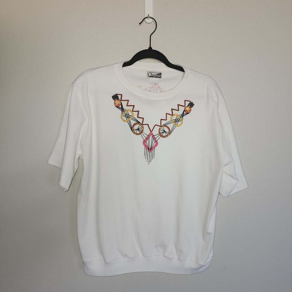Vintage 90s Frabjous Originals Southwest Beaded Glitter Graphic Sweatshirt XL
